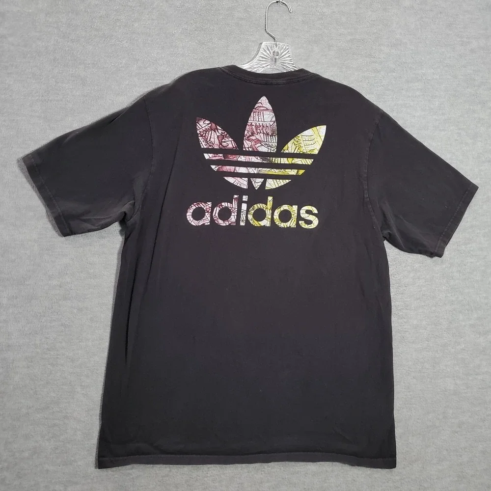 Miami Heat Men Shirt Large Black Logo Adidas Graphic Short‎ Sleeve Crew Neck Tee